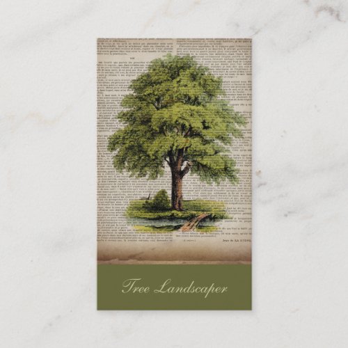 Earth Day ECO dictionary prints vintage oak tree Business Card