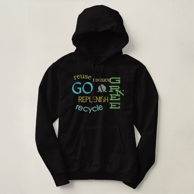 Earth Day Environmental Embroidered Hoodie (Design Front)