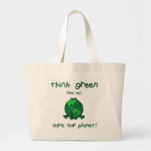 Earth Day Environmental Frog Large Tote Bag