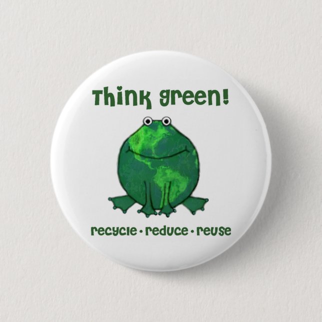 Earth Day Environmental Frog Pinback Button (Front)