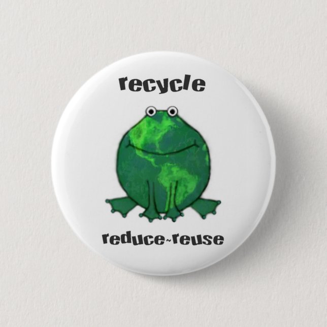 Earth Day Environmental Frog Pinback Button (Front)