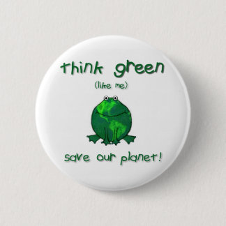 Earth Day Environmental Frog Pinback Button