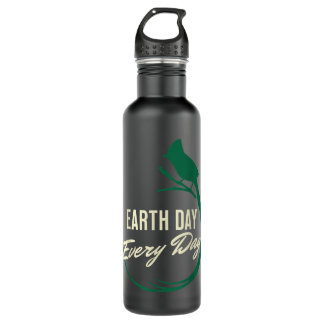 Earth Day Every Day Bird Design Save the Planet Ea Stainless Steel Water Bottle