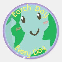 Earth Day Every Day Blue Green Globe Classic Round Sticker