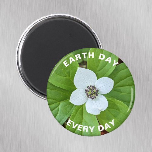 Earth Day Every Day Bunchberry Dogwood Floral Magnet