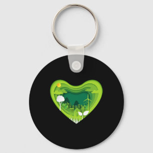 Earth Day Every Day Cutout Shadow Heart Save The P Keychain
