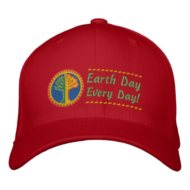 Earth Day Every Day Embroidered Baseball Hat (Front)