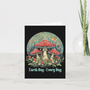 Earth Day Every Day Groovy Red Mushroom Arbor Day Card