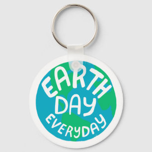 EARTH DAY EVERY DAY Handlettered Planet Keychain