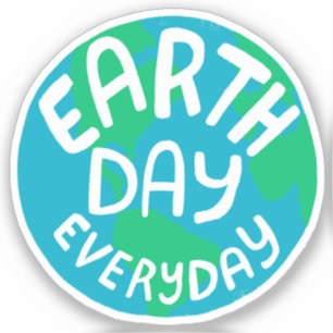 EARTH DAY EVERY DAY Handlettered Planet Sticker