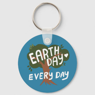 EARTH DAY EVERY DAY Handlettered Tree   Keychain