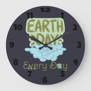 earth day every day, love earth, save our earth large clock