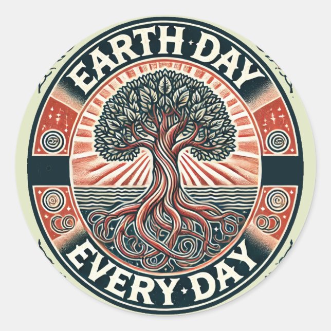 Earth Day Every Day Nature Lovers                  Classic Round Sticker (Front)