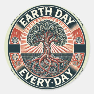 Earth Day Every Day Nature Lovers Classic Round Sticker