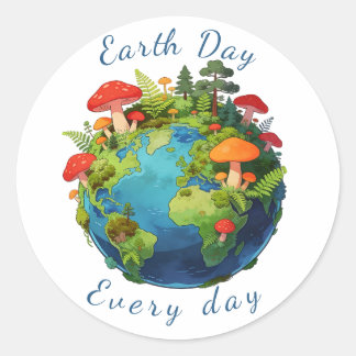 Earth Day Every Day Nature Planet Design Classic Round Sticker