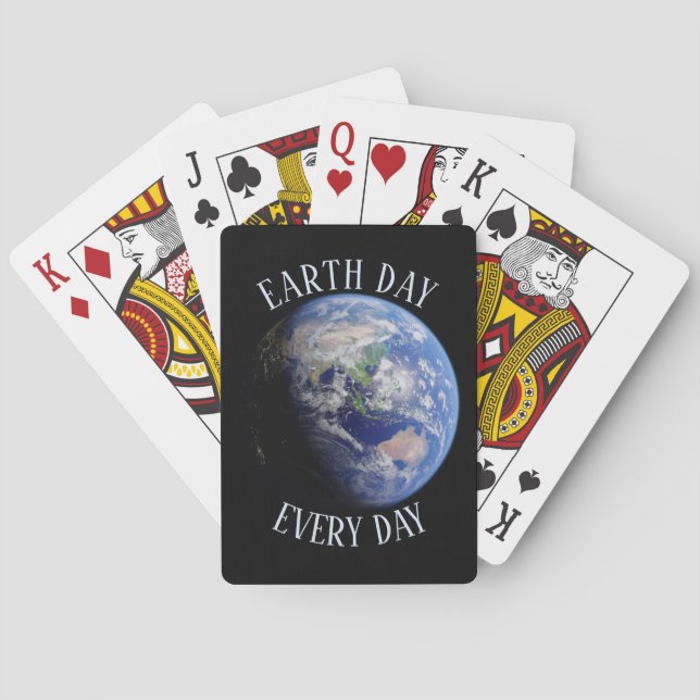 Earth Day Every Day Planet Car Poker Cards (Back)