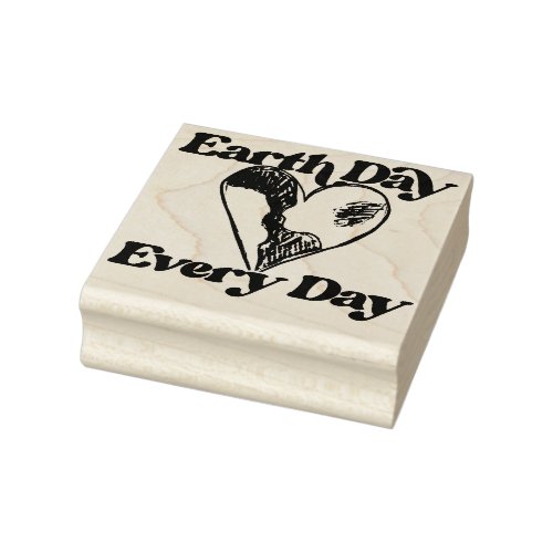 Earth Day Every Day Protect the Planet             Rubber Stamp