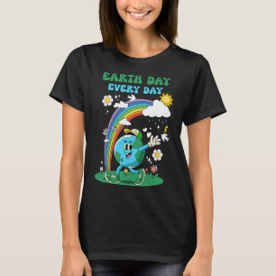 Earth Day Every Day Rainbow Globe Flowers Save The T-Shirt