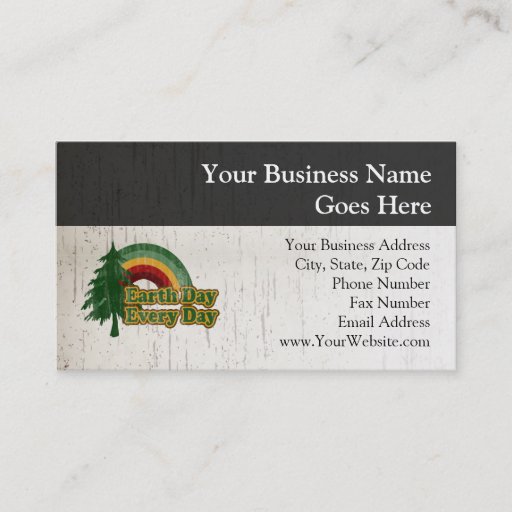 Customizable Earth Day Every Day, Retro Rainbow Business Card Templates