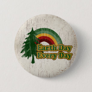 Earth Day Every Day, Retro Rainbow Button