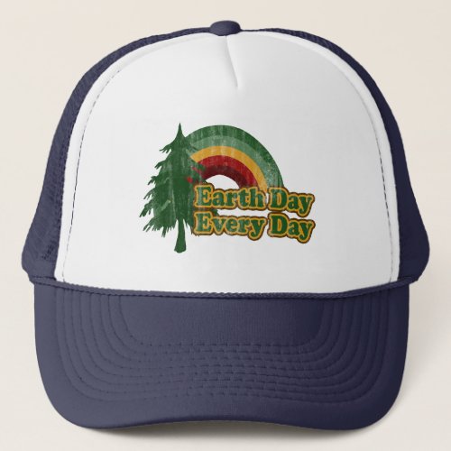 Earth Day Every Day Retro Rainbow Trucker Hat