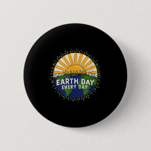 Earth Day Every Day Retro Vintage Eco Button