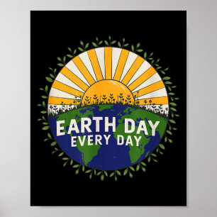 Earth Day Every Day Retro Vintage Eco  Poster