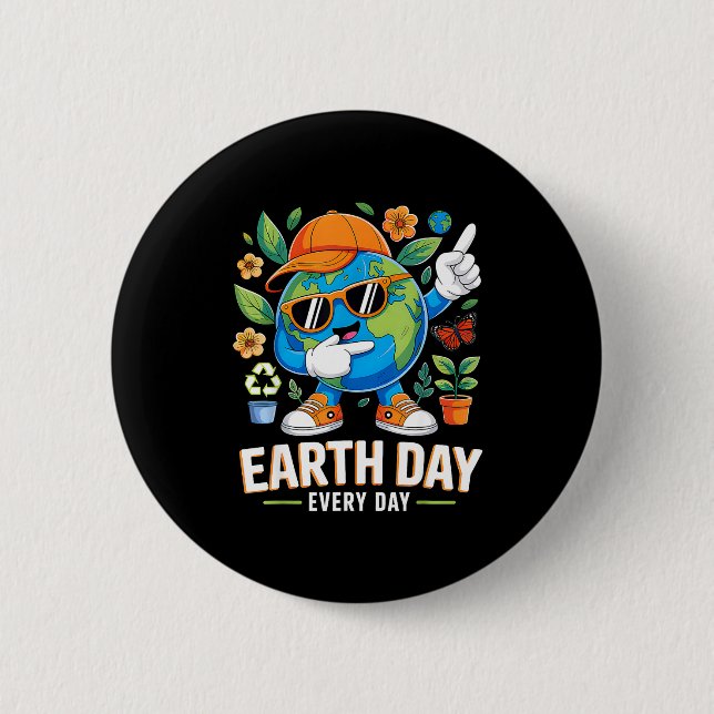 Earth day every day save the planet dabbing eco button (Front)