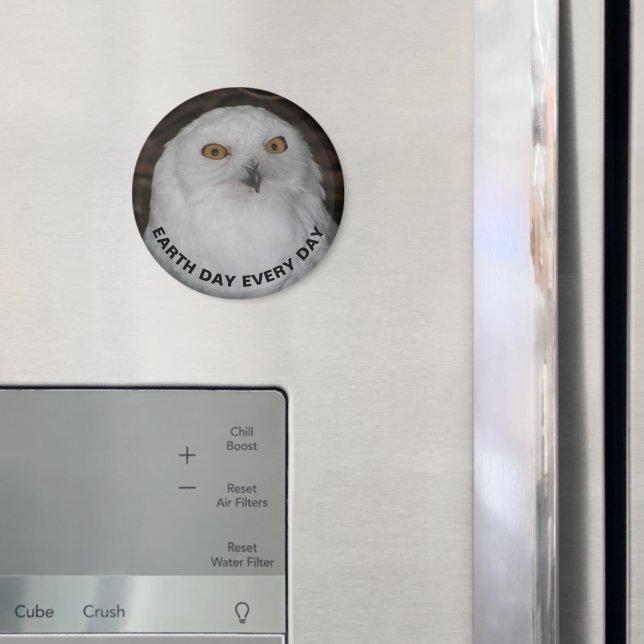 Earth Day Every Day Snowy Owl Nature Photo Magnet (In Situ (Fridge))