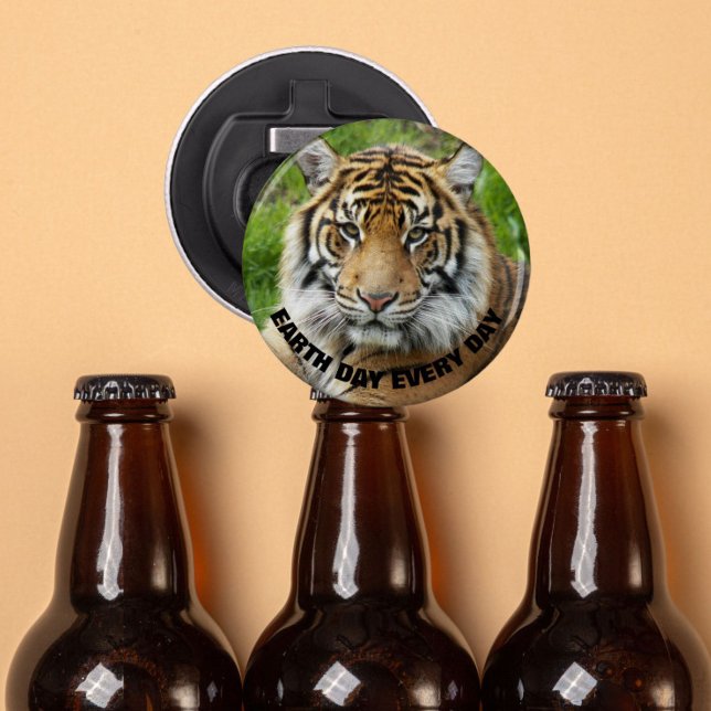 Earth Day Every Day Sumatran Tiger Photo Bottle Opener (In Situ Beer Bottles)