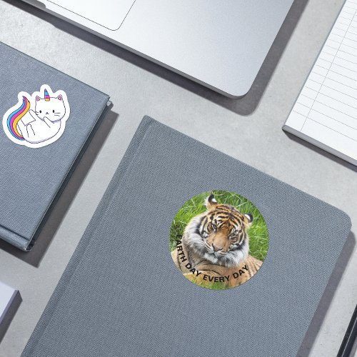 Earth Day Every Day Sumatran Tiger Photo Classic Round Sticker