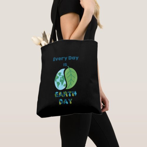 Earth Day Every Day Wellness Black Grocery Tote Bag