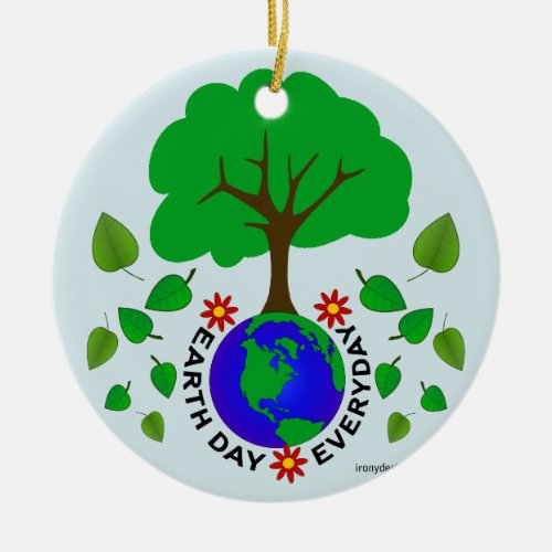 Earth Day Everyday Blue Ceramic Ornament
