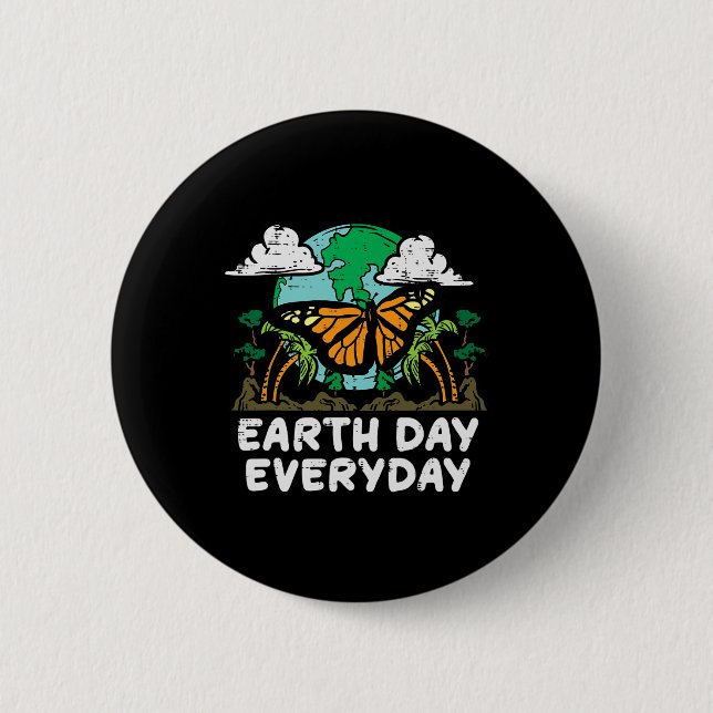 Earth Day Everyday Butterfly Cute Environment Men  Button (Front)