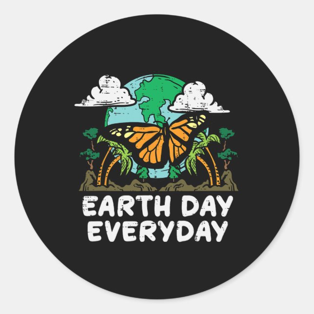 Earth Day Everyday Butterfly Cute Environment Men  Classic Round Sticker (Front)