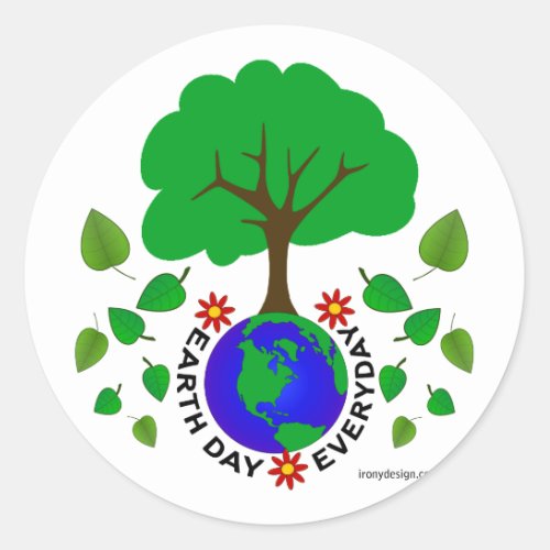 Earth Day Everyday Classic Round Sticker