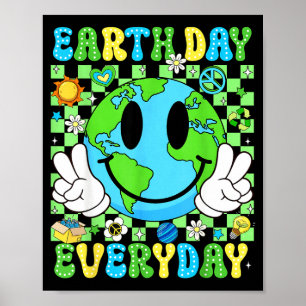 Earth day everyday funny smile face earth boys kid poster