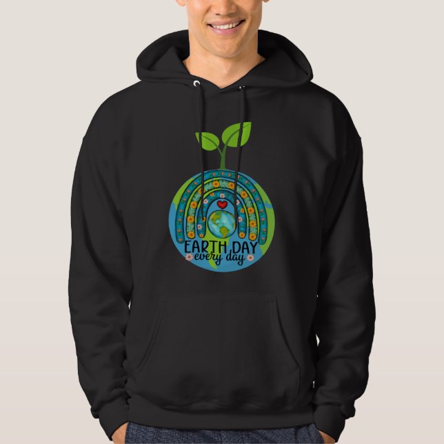 Earth Day Everyday Globe Climate Crisis Global War Hoodie (Front)