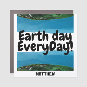 earth day everyday, go green, elegant art science car magnet