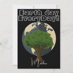 earth day everyday, go green, elegant art science card