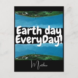 earth day everyday, go green, elegant art science postcard