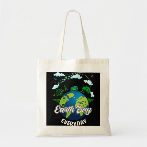 Earth Day Everyday Planet Earth Pine Tree Bird Flo Tote Bag