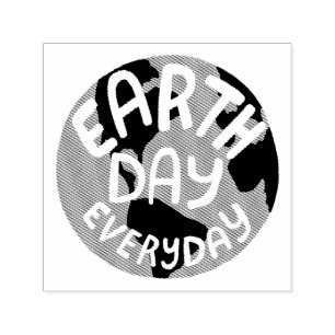 Earth Day Everyday Planet Globe Simple Modern Self-inking Stamp