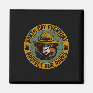 Earth Day Everyday Protect Our Parks Bear Vintage Magnet