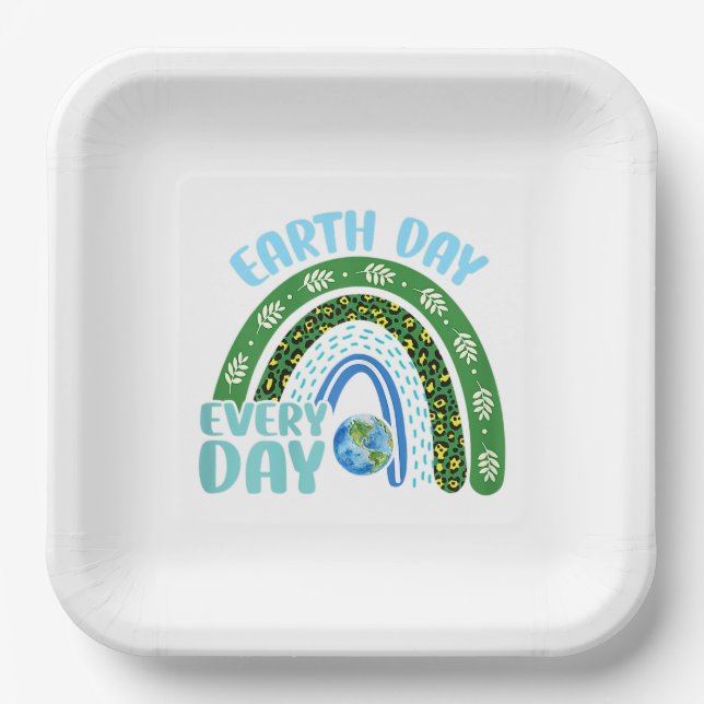 Earth Day Everyday Protect Our Planet Paper Plates (Front)