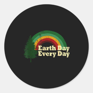 Earth Day Everyday Rainbow Pine Tree  Classic Round Sticker
