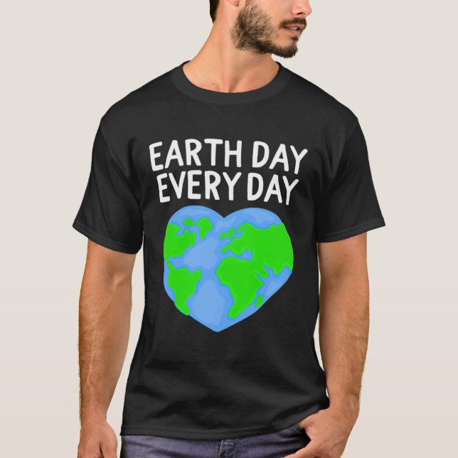 Earth Day Everyday Rainbow Pine Tree Nature Green  T-Shirt (Front)