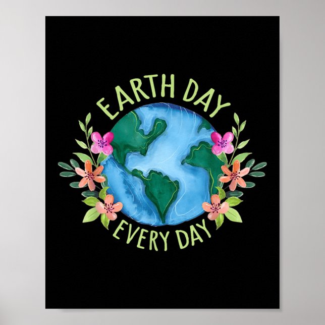 Earth Day Everyday Retro Environmental Shirt Women Poster (Front)