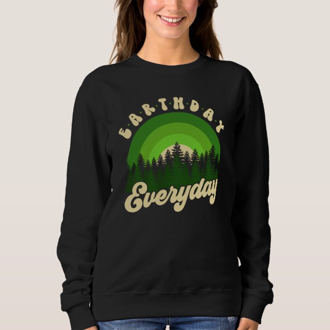Earth Day Everyday Retro Groovy Rainbow Save Envir Sweatshirt (Front)