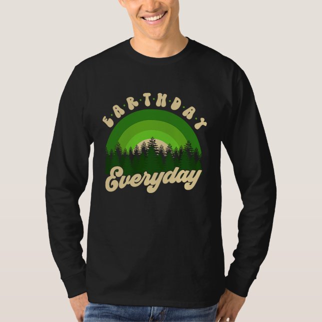 Earth Day Everyday Retro Groovy Rainbow Save Envir T-Shirt (Front)